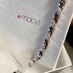 STERLING and Diamond Bracelet. 7” long x .5 “ wide.Heavy. Envelope Clasp+safety.